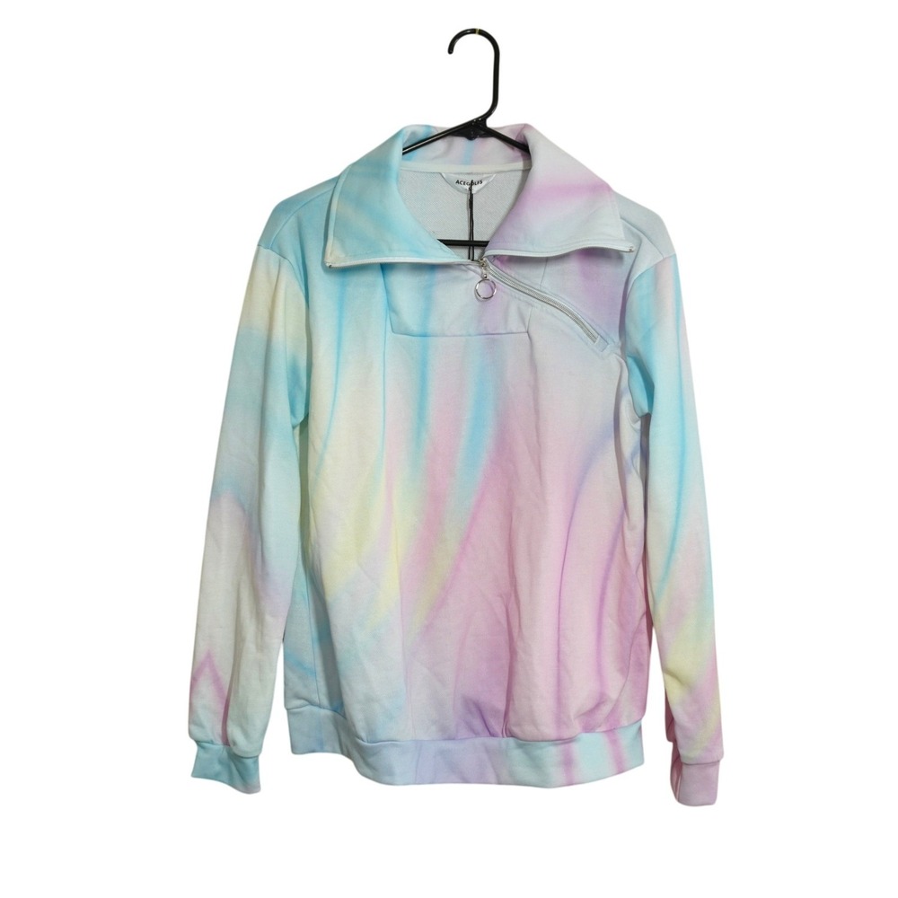 ACEGOLFS Women's Size Small Pastel Tie Dye Quarter Zip Sweatshirt Sun Protection